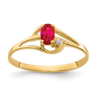 14K Yellow Gold 5x3mm Oval Ruby and Aaa Diamond Ring view 1