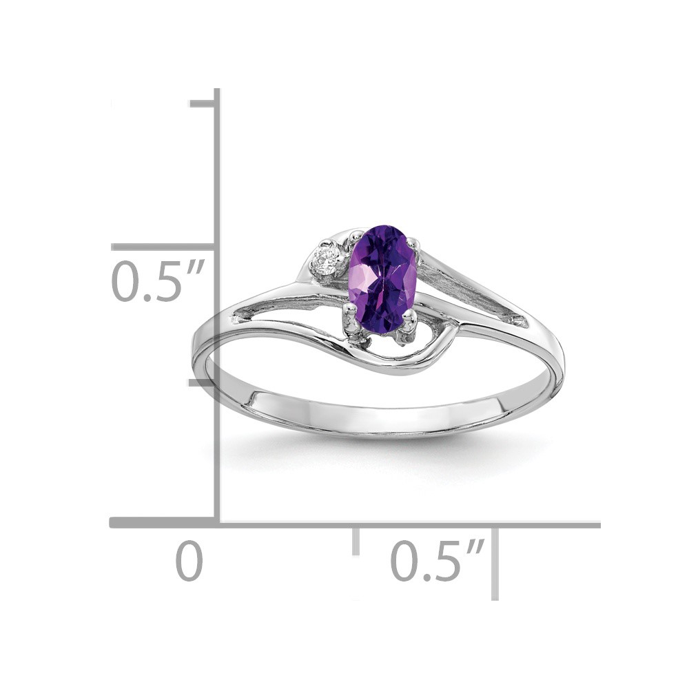 14k White Gold 5x3mm Oval Amethyst AA Diamond ring (X9713AM/AA)