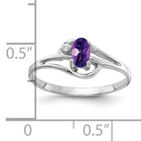 14K White Gold 5x3mm Oval Amethyst and AA Diamond Ring view 2