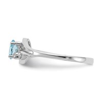 14K White Gold 5x 3mm Oval Blue Topaz and AA Diamond Ring view 4
