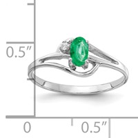 14K White Gold 5x3mm Oval Emerald and a Diamond Ring view 2