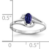 14K White Gold 5x 3mm Oval Blue Sapphire and AA Diamond Ring view 2