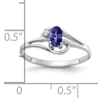 14K White Gold 5x 3mm Oval Tanzanite and AA Diamond Ring view 2