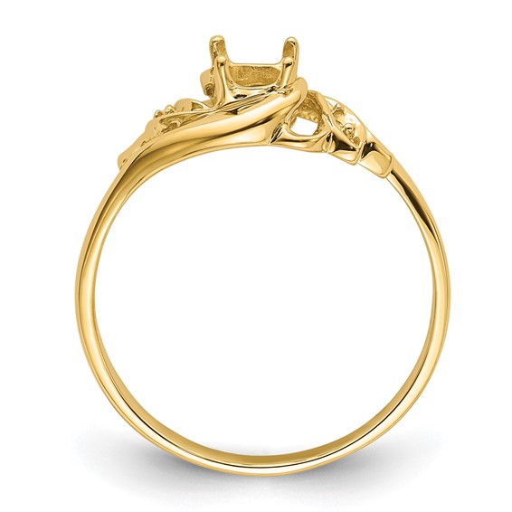 14k Polished Holds 2-1.1mm Diamond and 1-6x4 Oval Gemstone Ring Mounting