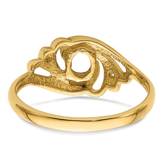 14k Polished Holds 2-1.1mm Diamond and 1-6x4 Oval Gemstone Ring Mounting