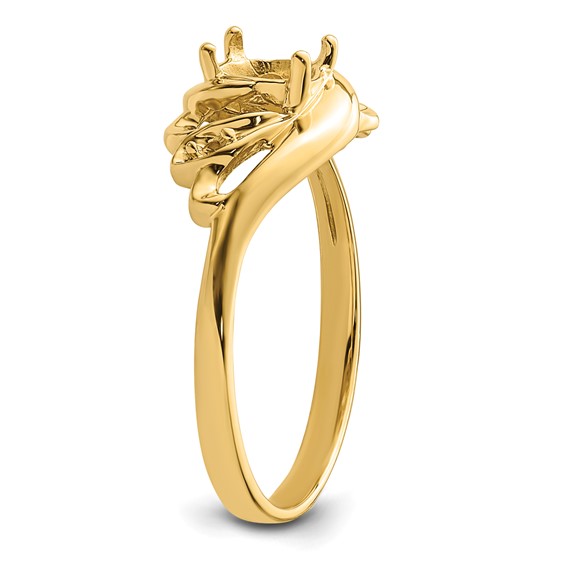 14k Polished Holds 2-1.1mm Diamond and 1-6x4 Oval Gemstone Ring Mounting