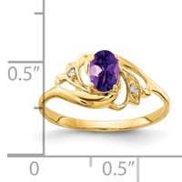 14K 6x4mm Oval Amethyst and a Diamond Ring view 2