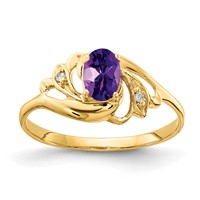 14K 6x4mm Oval Amethyst and a Diamond Ring view 1