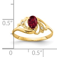 14K Yellow Gold 6x4mm Oval Lab-Created Ruby and VS Diamond Ring view 2