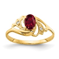 14K Yellow Gold 6x4mm Oval Lab-Created Ruby and VS Diamond Ring view 1