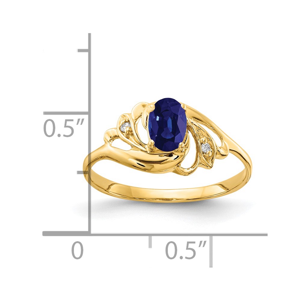 14k 6x4mm Oval Sapphire AA Diamond ring (X9716S/AA)