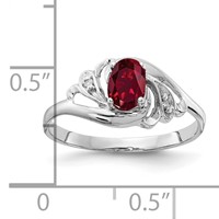 14K White Gold 6x4mm Oval Lab-Created Ruby and Aaa Diamond Ring view 2