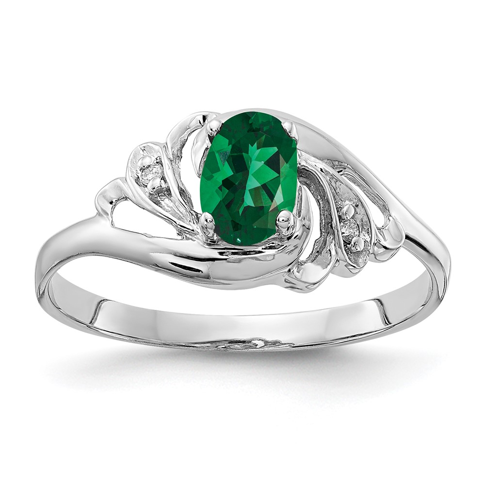 14K White Gold 6x 4mm Oval Mount St. Helens and AA Diamond Ring