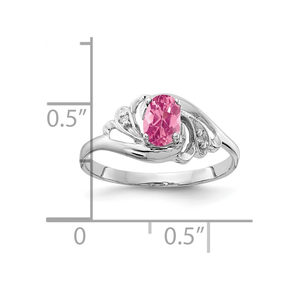 14k White Gold 6x4mm Oval Pink Tourmaline AA Diamond ring (X9717PT/AA)