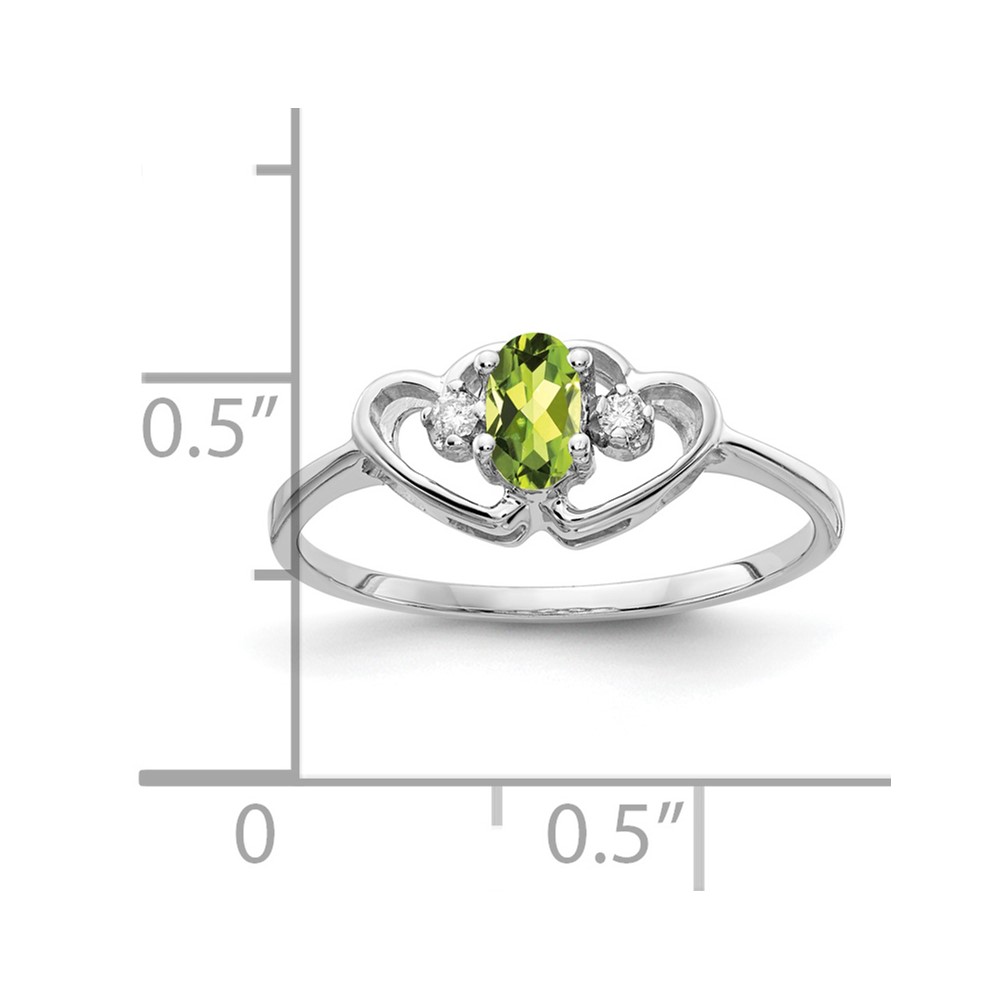 14k White Gold 5x3mm Oval Peridot AA Diamond ring (X9719PE/AA)