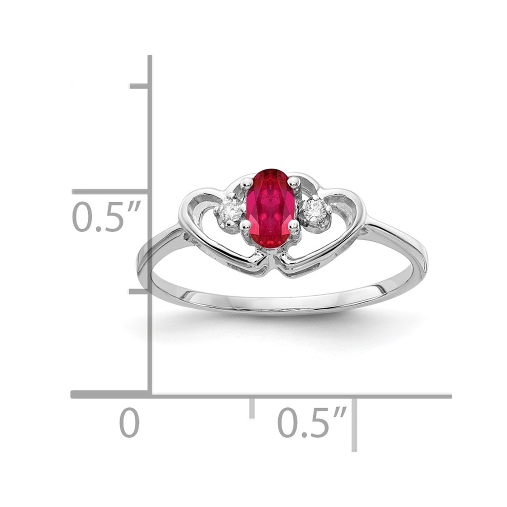 14k White Gold 5x3mm Oval Ruby AA Diamond ring (X9719R/AA)