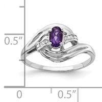 14K White Gold 5x 3mm Oval Amethyst and 0.05 Carat AA Diamond Ring view 2