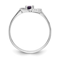 14K White Gold Polished Holds 1-1.1mm Diamond and 5x 3 Pear Gemstone Heart Ring Mounting view 2