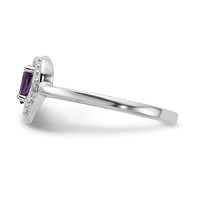 14K White Gold Polished Holds 1-1.1mm Diamond and 5x 3 Pear Gemstone Heart Ring Mounting view 4