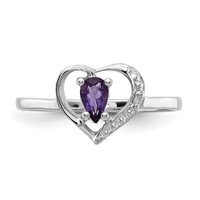 14K White Gold Polished Holds 1-1.1mm Diamond and 5x 3 Pear Gemstone Heart Ring Mounting view 5