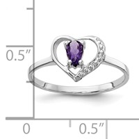 14K White Gold Polished Holds 1-1.1mm Diamond and 5x 3 Pear Gemstone Heart Ring Mounting view 3