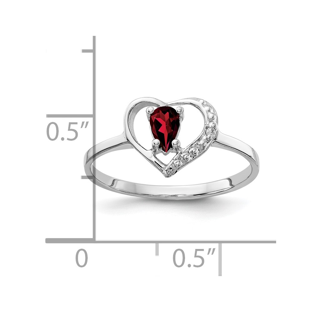 14k White Gold 5x3mm Pear Garnet AA Diamond ring (X9729GA/AA)