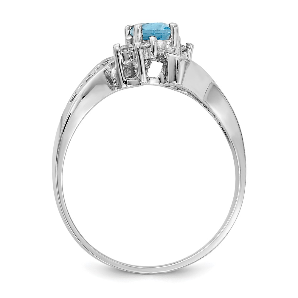 14k White Gold Polished .06ct. Diamond & 6x4 Oval Gemstone Filigree Ring Mo (X9734)
