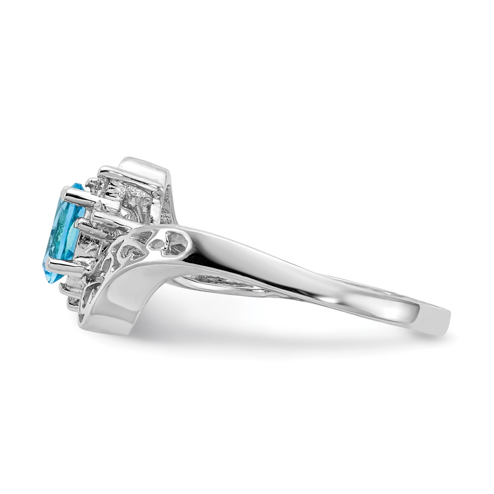 14k White Gold Polished .06ct. Diamond & 6x4 Oval Gemstone Filigree Ring Mo (X9734)
