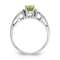14K White Gold 6x 4mm Oval Peridot and Aaa Diamond Filigree Ring view 2