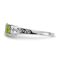 14K White Gold 6x 4mm Oval Peridot and Aaa Diamond Filigree Ring view 3