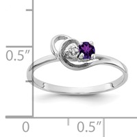 14K White Gold 3mm Amethyst and AA Diamond Accent Ring view 2