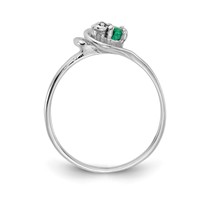 14K White Gold 3mm Emerald and AA Diamond Accent Ring view 2