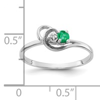 14K White Gold 3mm Emerald and AA Diamond Accent Ring view 3