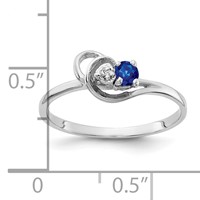 14K White Gold 3mm Blue Sapphire and AA Diamond Accent Ring view 2