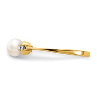 14K 5mm White Freshwater Cultured Pearl and 1 15 Carat AA Diamond Ring view 4
