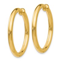 14K Yellow Gold 3x 25mm Polished Tube Hoop Non-pierced Earrings view 2