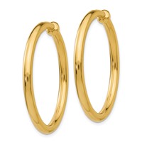14K Yellow Gold 3x 30mm Polished Tube Hoop Non-pierced Earrings view 2