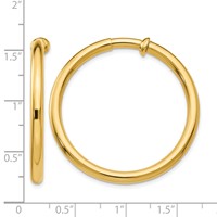 14K Yellow Gold 3x 30mm Polished Tube Hoop Non-pierced Earrings view 4