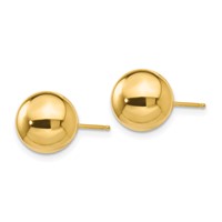 14K 9mm Polished Puffed Ball Post Earrings view 2