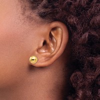14K 9mm Polished Puffed Ball Post Earrings view 3