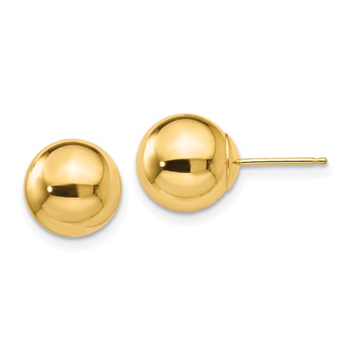 14k 9mm Polished Puffed Ball Post Earrings