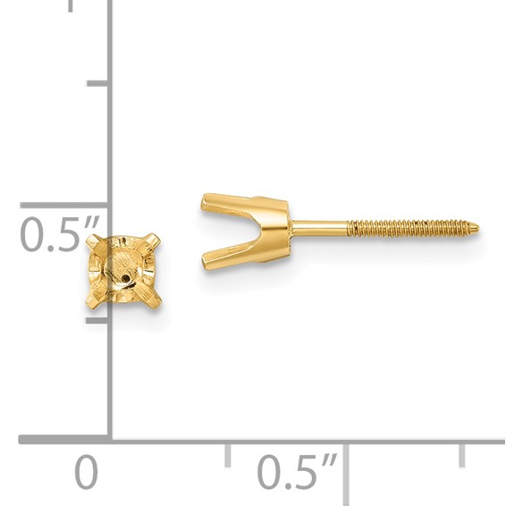 14k 4.25mm Round Single Stud Earring Mountings