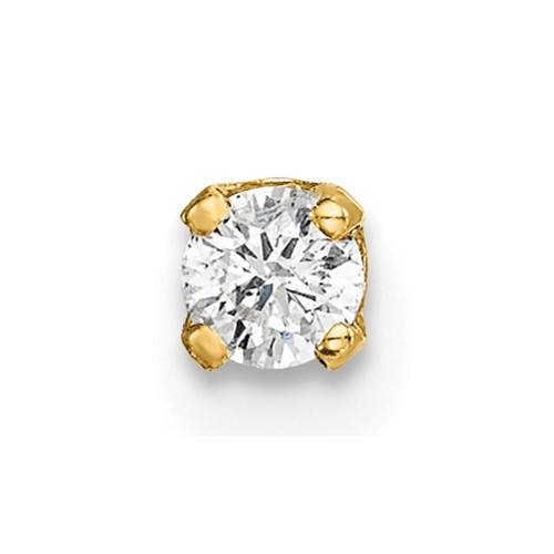 14K Yellow Gold 0.10 Carat Single Stud AA Diamond Earring