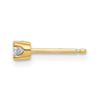 14K Yellow Gold 0.12 Carat Single Stud AA Diamond Earring view 2