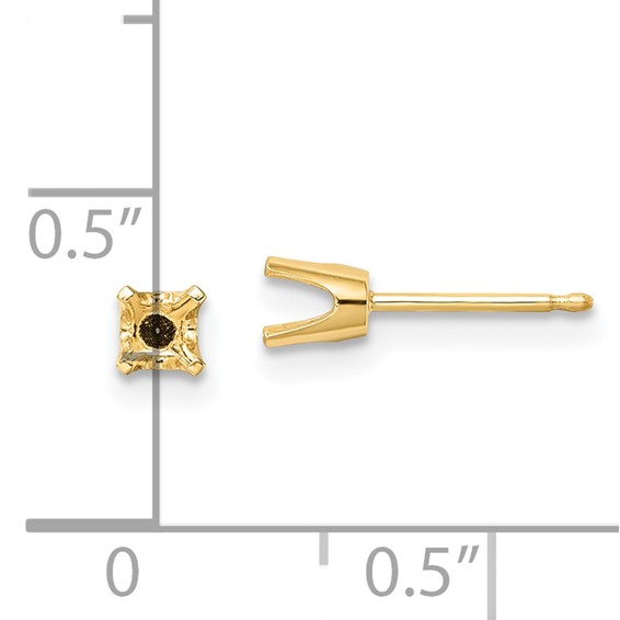 14k 3.5mm Round Single Stud Earring Mountings