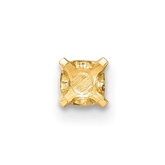 14k 4mm Round Single Stud Earring Mountings