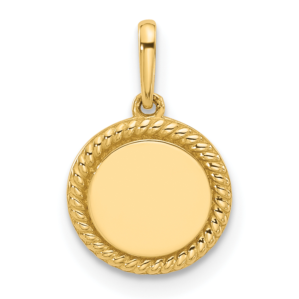 14K Polished Round with Rope Border Charm (XAC1011)