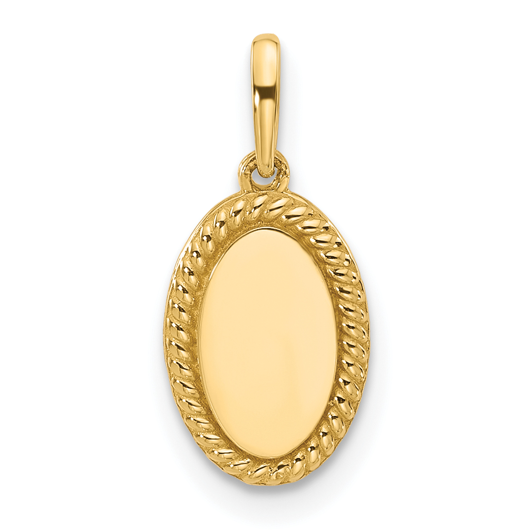 14K Polished Oval with Rope Border Charm (XAC1012)