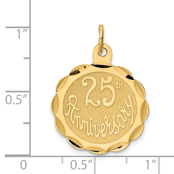 14k 25th ANNIVERSARY 20mm Engravable Disc Charm