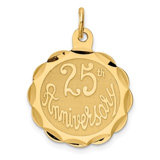 14k 25th ANNIVERSARY 20mm Engravable Disc Charm